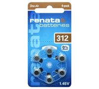 Renata 312 Zinc Air Lot de 6 piles pour appareil auditif 1,45 V