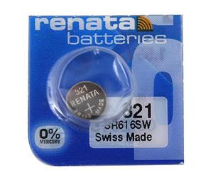 Renata 321 SR616SW Pile oxyde d'argent pour Montre sans Mercure 1,55 V