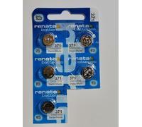 Renata 371 Batterie non rechargeables, montre, simple, portable, 40 mAh, Oxyde d'argent 1,55 V, SR69, à Sommet Plat, 5 pack, 5