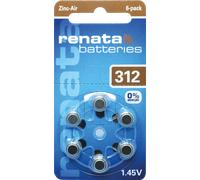 60 x Renata Taille 312 PR41 Lot de 6 Piles pour appareils auditifs Marron