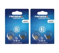 Renata CR1216 Pile Bouton Lithium 3V - Qualité Suisse pour Clés de Voiture, Montres & Thermomètres Médicaux - 2X Lot de 2 (4 Piles)