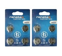 Renata CR2016, 2016 Pile Bouton Lithium 3V (2 x Lot de 4) - 8 Piles