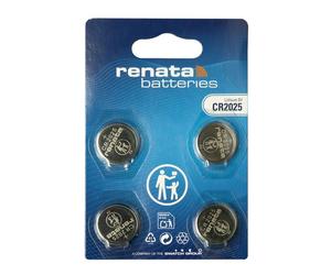 Renata CR2025 Pile bouton lithium 3V, Qualité Suisse - Lot de 4 piles