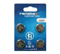 Renata Lot de 4 piles bouton au lithium CR2032 3 V - Précision suisse - Longue durée pour clés de voiture, montres et appareils médicaux