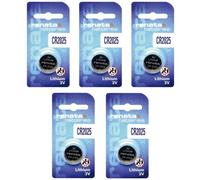 RENATA Lot de 5 Blisters de 1 Pile bouton lithium CR2025 3V 165 mAh