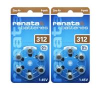 Renata prothèse auditive Batterie ZA 312 Maratone Zinc Air Appareil auditif Pack de 6 pcs (2 Paquet de ZA 312)