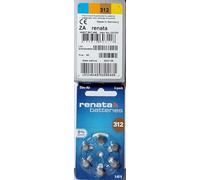 Renata ZA 312 60 piles pour appareils auditifs 180 mAh 1,4 V