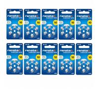 Renata ZA10.DP6 Lot de 60 Piles pour appareils auditifs Taille 10 10 x 6 Piles PR70 Jaune 1,45 V