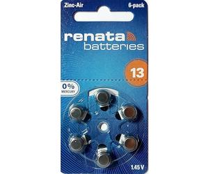 Renata ZA13, HA13, PR48, piles pour prothèses auditives PR13H 6-Pack, 310 mAh
