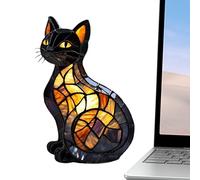 Renchey Lampe Chat - Lampe de Nuit LED Chat Décor Animal,Décoration Maison Résine Décor Halloween Épouvantable,Décoration Intérieur Appartement Bureau Chambre Salon Étagère Bar Noël