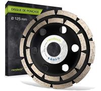 rendech® Disque Diamant 125 à Meuler le Béton | Idéal pour la colle à carrelage, le béton, la chape, le plâtre, la maçonnerie, etc. - Convient pour meuleuse d'angle et