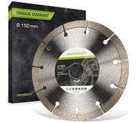 rendech® Disque diamant 150 mm haute performance | Idéal pour le béton, la pierre, la maçonnerie, le granit, la brique et bien plus encore - Accessoires pour meuleuses d'angle