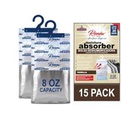 Renew The Life Lot de 15 absorbeurs d'humidité pour placard - Sac déshumidificateur à suspendre, 227 g, absorbeur d'humidité au parfum vanille, prévention des odeurs de moisi, non électrique, contrôle