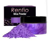 Renfio Pigment en poudre de mica - Pigments naturels fins en poudre nacrée scintillante - Colorant pour la peinture, la fabrication de savon, les bombes de bain (100 g) - Violet