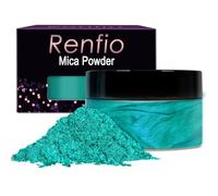Renfio Pigment métallique en poudre de mica - Teinture naturelle minérale scintillante - Résine époxy - Pour peinture, savon, slime, bombes de bain - Turquoise - 100 g
