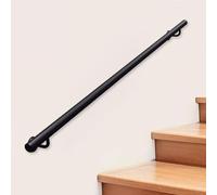 Renmlion Points Courants en Fer forgé en métal pour escaliers｜100cm 1.5m 2m 300cm 4m Rond Barreaux de Support d'escalier de Support Bar de la Tige｜Kit de Rails à Main en Rampe Mural(200cm)