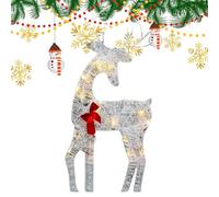 Renne de Noël lumineux pour décoration extérieure, décoration festive avec nœud - Décoration d'éclairage de jardin - Pour amis, maison, terrasse, jardin, fêtes, vacances à l'extérieur