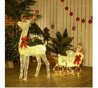 Renne et traîneau lumineux de Noël - Outsunny - 170 LED - intérieur et extérieur - PP et métal - 50x29x42cm - blanc et rouge