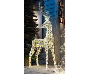 Renne LED "Rainbow" 1,36 m de haut, 960 lumières blanches chaudes, éclairage de Noël, éclairage extérieur, décoration lumineuse, figurine décorative XXL, décoration de jardin pour l'extérieur