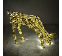 Renne lumineux 61 cm, éclairage LED, décoration de Noël, lumière blanche froide, minuterie, Avent, Noël, lumières de Noël, minuterie, décoration de jardin d'extérieur, doré