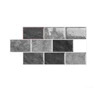Reno Lot de 10 carreaux de dosseret à décoller et autocollants muraux imperméables en vinyle résistant à la chaleur pour cuisine, salle de bain, buanderie Noir Rose Gris Vert 15,2 x 30,5 cm (D-003)