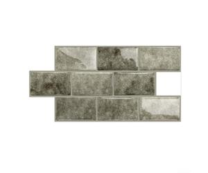 Reno Lot de 10 carreaux de dosseret à décoller et autocollants muraux imperméables en vinyle résistant à la chaleur pour cuisine, salle de bain, buanderie Noir Rose Gris Vert 15,2 x 30,5 cm (D-006)