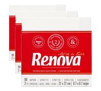Renova Art de la table 90 serviettes en papier idéales pour cocktail Blanc (Lot de 3)