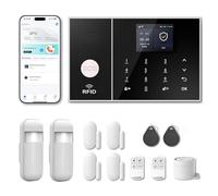 RenseCum Alarme maison sans abonnement sans fil WiFi + 4G pour maison et appartement, kit alarme connectée Smart Life, alertes par appel & SMS, compatible Alexa & Google Assistant (Lot de 12 articles)