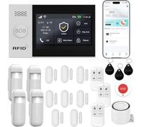 RenseCum Kit Alarme Maison sans Fil, Alarme Connectée WiFi + 4G | Écran tactile 4,3", batterie de secours 8h, sans abonnement, contrôle via appli, installation facile