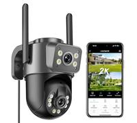 Reobiux 2K Camera Surveillance WiFi Exterieure, PTZ Outdoor IP Caméra Extérieur avec Double Objectif, Vision Nocturne Couleur, Détection de Mouvement, Audio Bidirectionnel, Stockage SD/Cloud, IP66