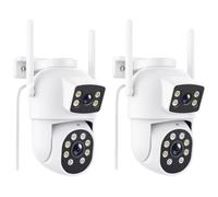 Reobiux 3K Camera Surveillance WiFi Exterieure, PTZ 360° Caméra IP Extérieure avec Double Objectif, Vision Nocturne Couleur, Détection Humaine, Audio Bidirectionnel, Suivi Intelligent, IP66 (2 PCS)