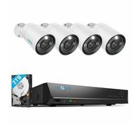 Reolink RLK8-1200B4-A, Système de surveillance 12MP extérieur, 4X PoE caméra de surveillance & 8CH 2TB HDD NVR, Spotlight, détection de personnes/voitures, audio 2 voies