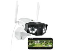 Reolink 16MP Caméra Surveillance WiFi, Panorama à 180°, Bi-Bande 2,4/5 GHz | Wi-Fi 6, Trajectoire Intégrée, Vision Nocturne Couleur, Détection Intelligente, Enregistrement 24/7, Etanche IP67, Duo 3 WiFi