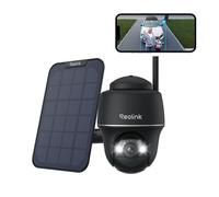Reolink 2k+ 5MP batterie/panneau solaire caméra de surveillance, 5/2,4 GHz WiFi, vision nocturne couleur, Pan & Tilt, détection de personne/véhicule/animal, IP64, noir
