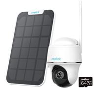 Reolink 2K Caméra Surveillance WiFi, 360° Pan&Tilt, Carte microSD de 64 Go | Détection Personne/Véhicule, Vision Nocturne 4MP, Wi-Fi 2.4/5GHz, Audio Bidirectionnel, Argus PT Plus+Panneau Solaire