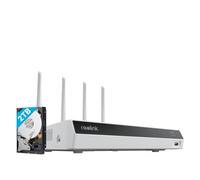 Reolink 4K 12CH NVR avec Wi-FI 6, HDD 2To Intégré, WiFi 2,4/5GHz, pour Caméras WiFi & Batterie (sauf Caméras 4G), Pas de Ports PoE, Enregistrement 24/7 Kit Caméra de Surveillance, RLN12W Blanc