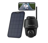 Reolink 4K 8MP 5/2,4 GHz WiFi Batterie/Panneau solaire Caméra de surveillance extérieure, Vision nocturne couleur, Détection de personnes/véhicules/animaux, Pan & Tilt, Noir