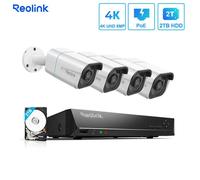 Reolink 4K KIT Caméra PoE Sécurité, 4Pcs B800 8MP Caméra IP Filaire Extérieure, Détection Personne, 2TB HDD, RLK8-800B4-A