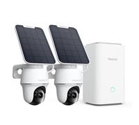 Reolink 4K Kit Cameras Exterieur sans Fil, 360° Suivi Auto & PT, Home Hub | 2 Caméras Argus PT Ultra, Vision Nocturne Couleur, Stockage Local sans Abonnement, Wi-Fi 2.4/5GHz, Panneau Solaire Inclus