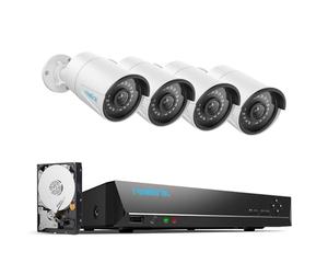 Reolink 5MP Caméra de Surveillance Extérieure, Kit Vidéo Surveillance avec 8CH 2To NVR et 4 Caméras IP PoE Filaire 5MP, Détection Personne/Véhicule, Vision Nocturne de 30m avec Audio, RLK8-410B4-5MP
