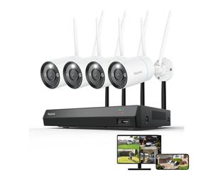 Reolink 8MP WLAN Système de surveillance extérieur, 4X 4K 8MP WiFi 6 caméra de surveillance & 12CH 2TB WiFi NVR, détection de personnes/véhicules/animaux