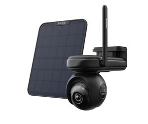 Reolink Altas PT Ultra + panneau solaire, caméra de surveillance 4K 8 MP avec Wi-Fi 6 et batterie intégrée, suivi automatique PT à 360°, notification ColorX, pré-enregistrement de 10 secondes, noir