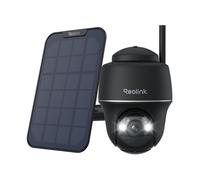 Reolink Argus PT+Panneau solaire, 2K+ 5MP PTZ solaire/caméra de surveillance sur batterie Outdoor 2,4/5GHz WiFi, détection de personnes/de véhicules, audio bidirectionnel, noir