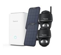 Reolink Argus PT+Panneau solaire x2 avec Home Hub, Kit caméra de surveillance 2K+ 5MP batterie, 5/2,4 GHz, détection intelligente, vision nocturne, avec carte SD 64GB, noir