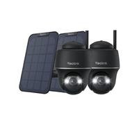 Reolink Argus PT+Solarpanel, 2K+ 5MP PTZ batterie caméra de surveillance Outdoor 2,4/5GHz WiFi, détection de personne/véhicule, audio 2 voies, noir, 2 pack