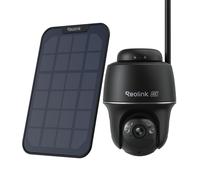 Reolink Argus PT Ultra + panneau solaire, 4K 8MP batterie caméra de surveillance extérieure, 2,4/5GHz WiFi, Pan & Tilt, vision nocturne couleur, détection intelligente, noir