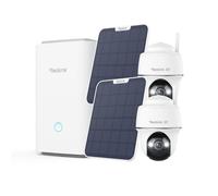Reolink Argus PT Ultr Panneau solaire x2 avec Home Hub, Kit caméra de surveillance 4K 8MP batterie, 5/2,4 GHz WiFi, 360° pivotant, vision nocturne, avec carte SD 64GB