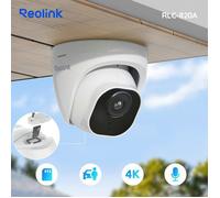 Reolink Caméra Surveillance 4K Extérieur PoE Dôme -Détection Personne/Véhicul, Vision Nocturne IR, Accès à Distance,RLC-820A