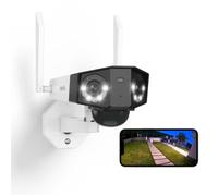 Reolink Caméra Surveillance 6MP 2.4-5GHz WiFi batterie sans fil Série Duo,Deux Objectif de 180° Angle,Vision Nocturne Couleur