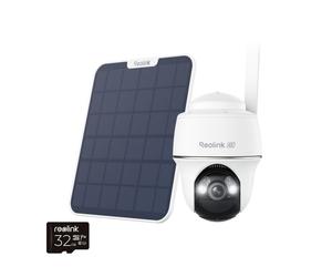 Reolink Go PT Ultr Panneau solaire, 4K 8MP 4G LTE PT batterie Caméra de surveillance extérieure, vue 360°, détection intelligente, vision nocturne couleur, avec 32GB microSD